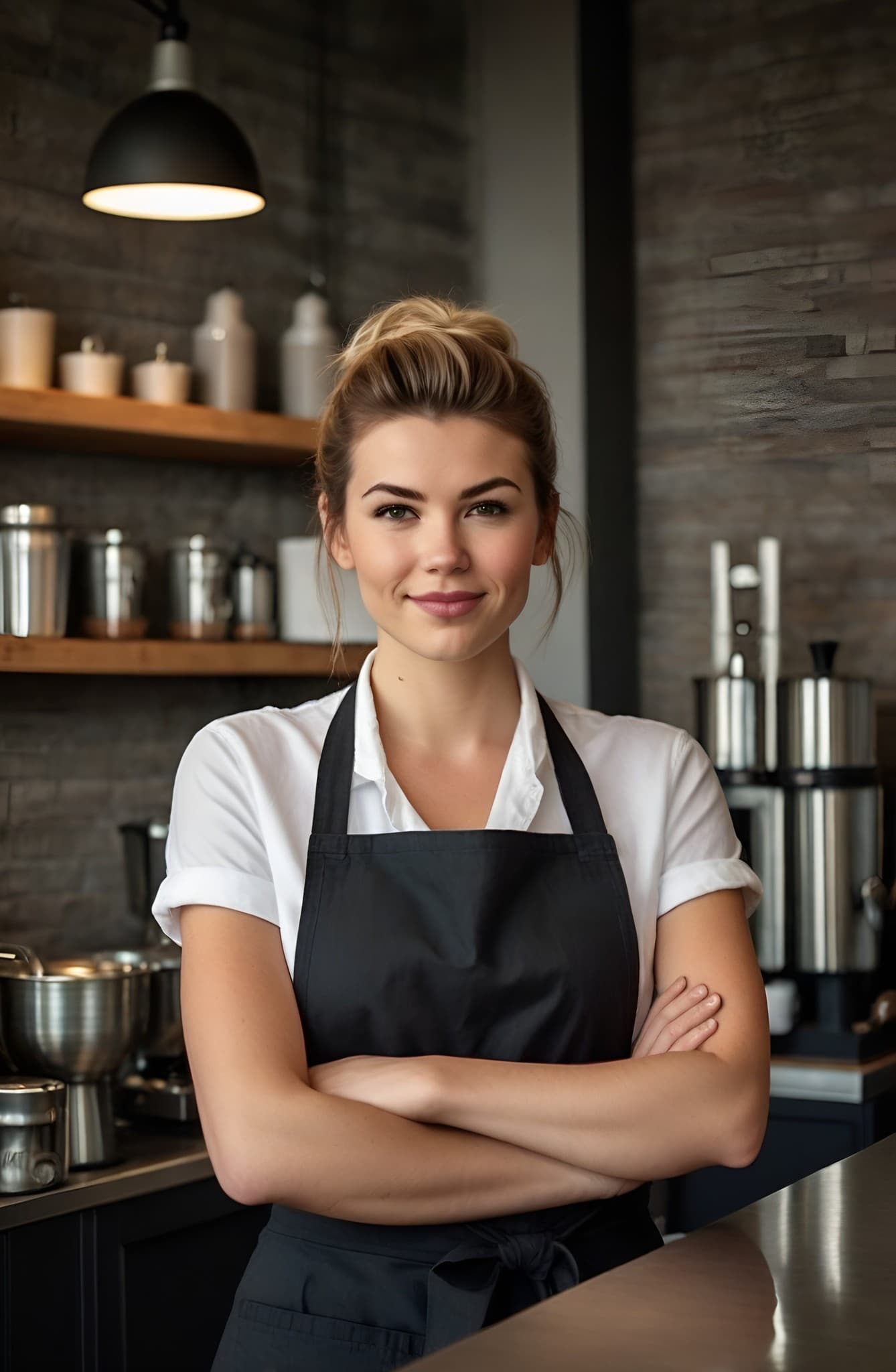 Barista crafting coffee